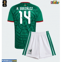 Mexiko Armando Gonzalez #14 Heimtrikotsatz Kinder WM 2026 Kurzarm (+ Kurze Hosen)